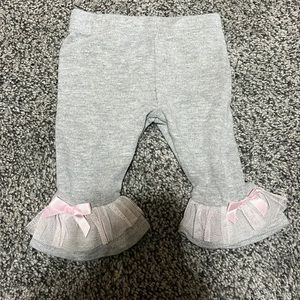Grey pants with pink tule and bows